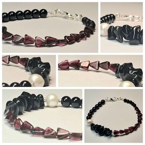 DEPRESSION * GARNET * BLACK JASPER * ONYX * PEARL * GEMSTONE BRACELET